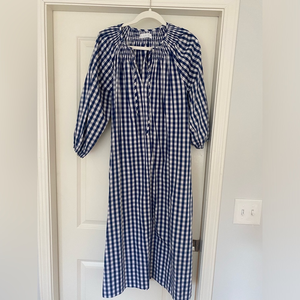LAKE Navy Gingham dress Size Small